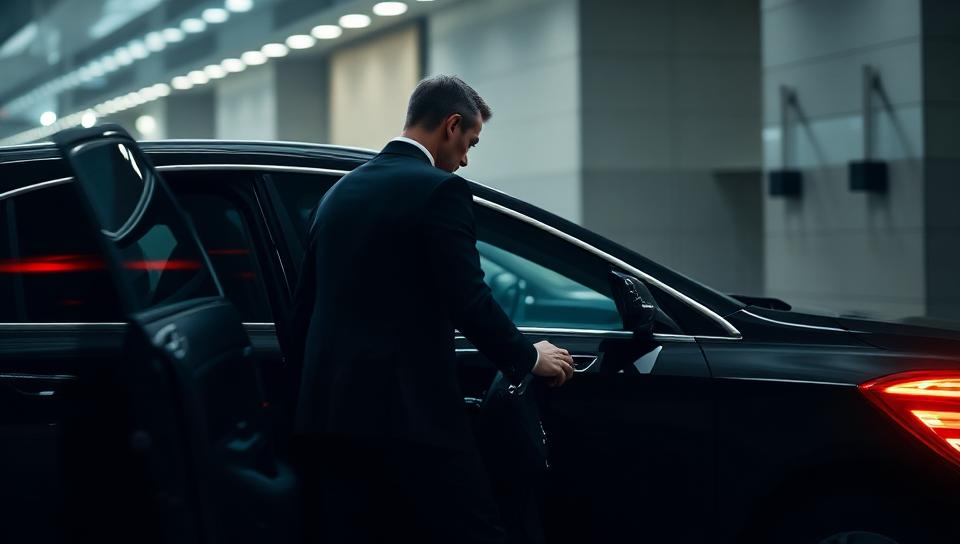 Professional CG chauffeur opening car door